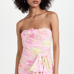 LoveShackFancy Strapless Pink Floral Dress